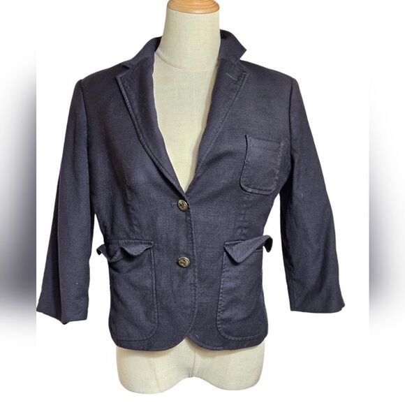 Abercrombie & Fitch Navy Blue Shrunken Blazer Jacket - Picture 1 of 7